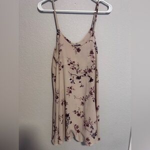 Brandy Melville Beige and Burgundy Floral Dress